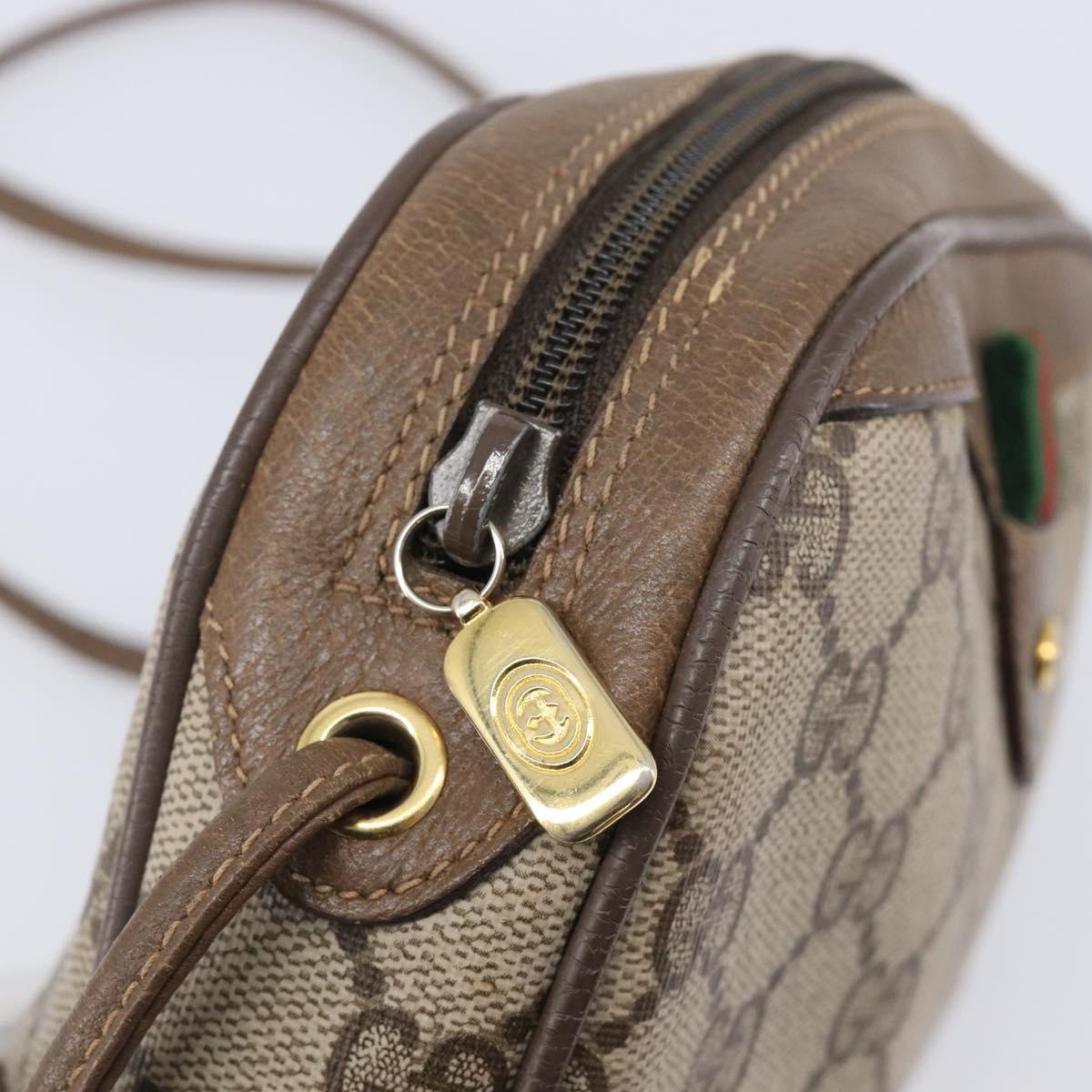 GUCCI GG Supreme Web Sherry Line Bag PVC Beige Gold 89 02 066 Auth BA16454