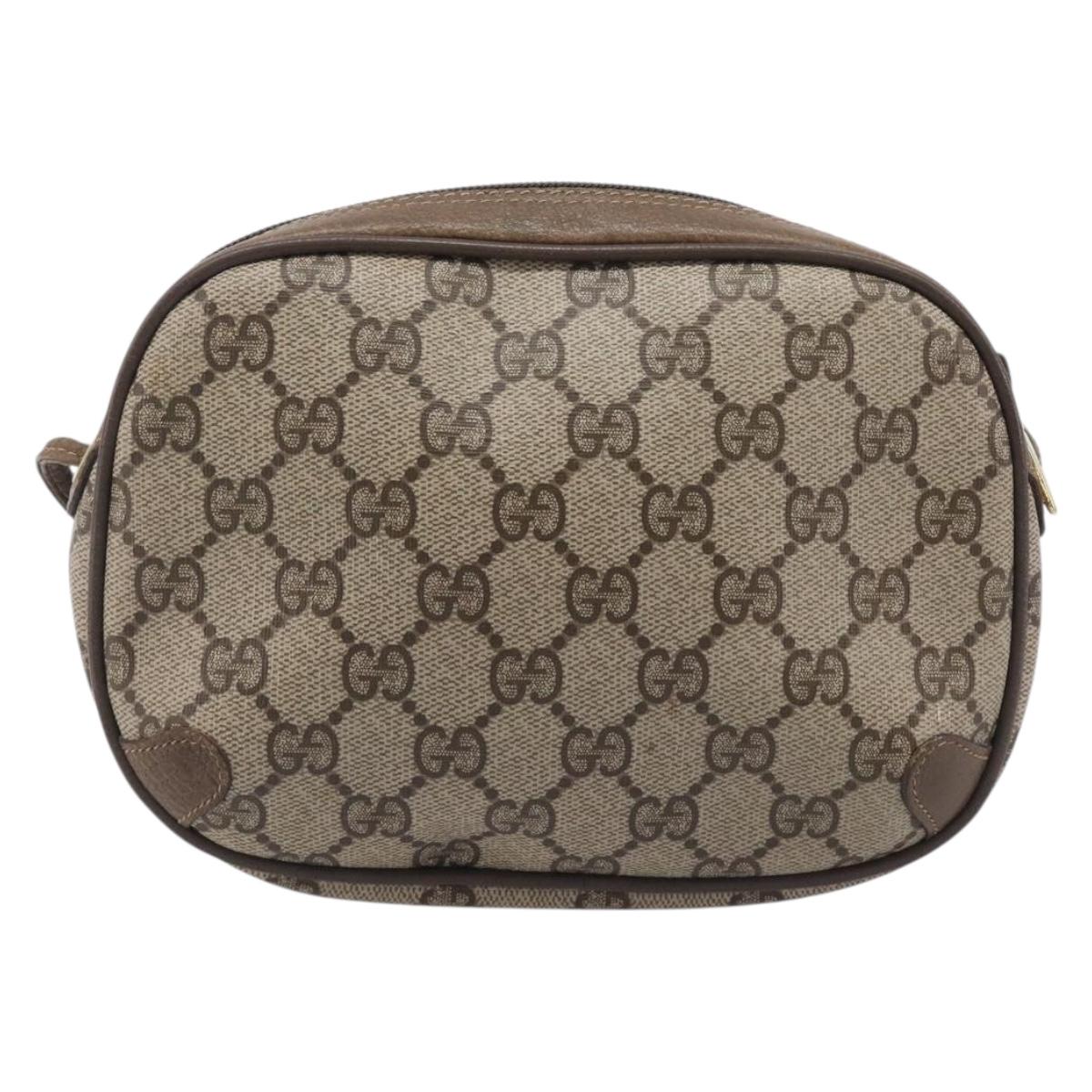 GUCCI GG Supreme Web Sherry Line Bag PVC Beige Gold 89 02 066 Auth BA16454