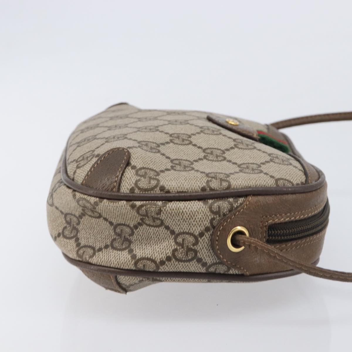 GUCCI GG Supreme Web Sherry Line Bag PVC Beige Gold 89 02 066 Auth BA16454