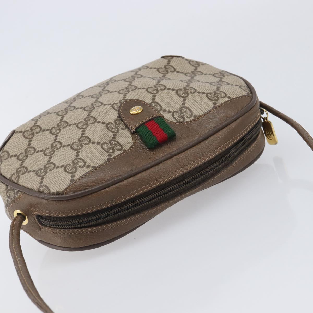 GUCCI GG Supreme Web Sherry Line Bag PVC Beige Gold 89 02 066 Auth BA16454