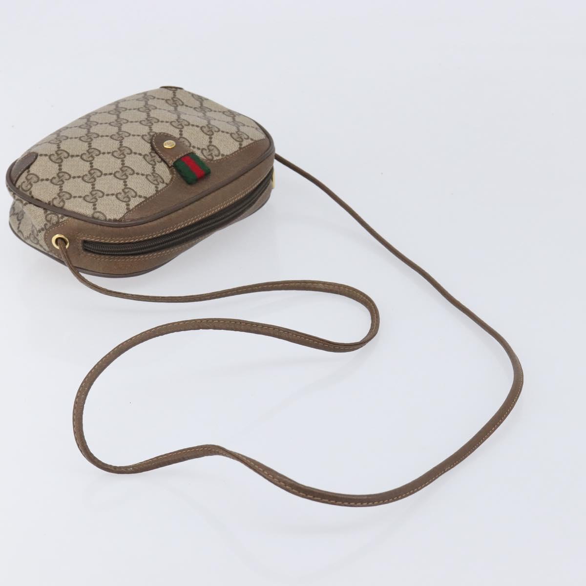 GUCCI GG Supreme Web Sherry Line Bag PVC Beige Gold 89 02 066 Auth BA16454
