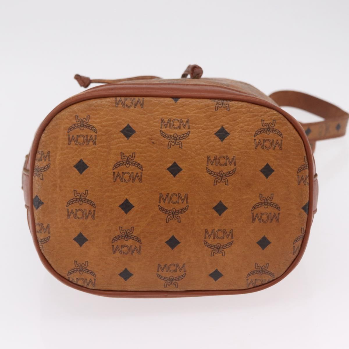 MCM Vicetos Logogram Shoulder Bag PVC Leather Brown Gold Auth BA16458