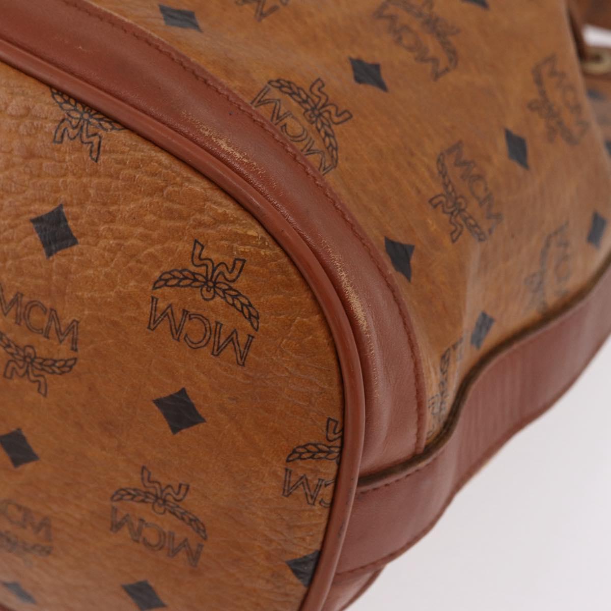 MCM Vicetos Logogram Shoulder Bag PVC Leather Brown Gold Auth BA16458