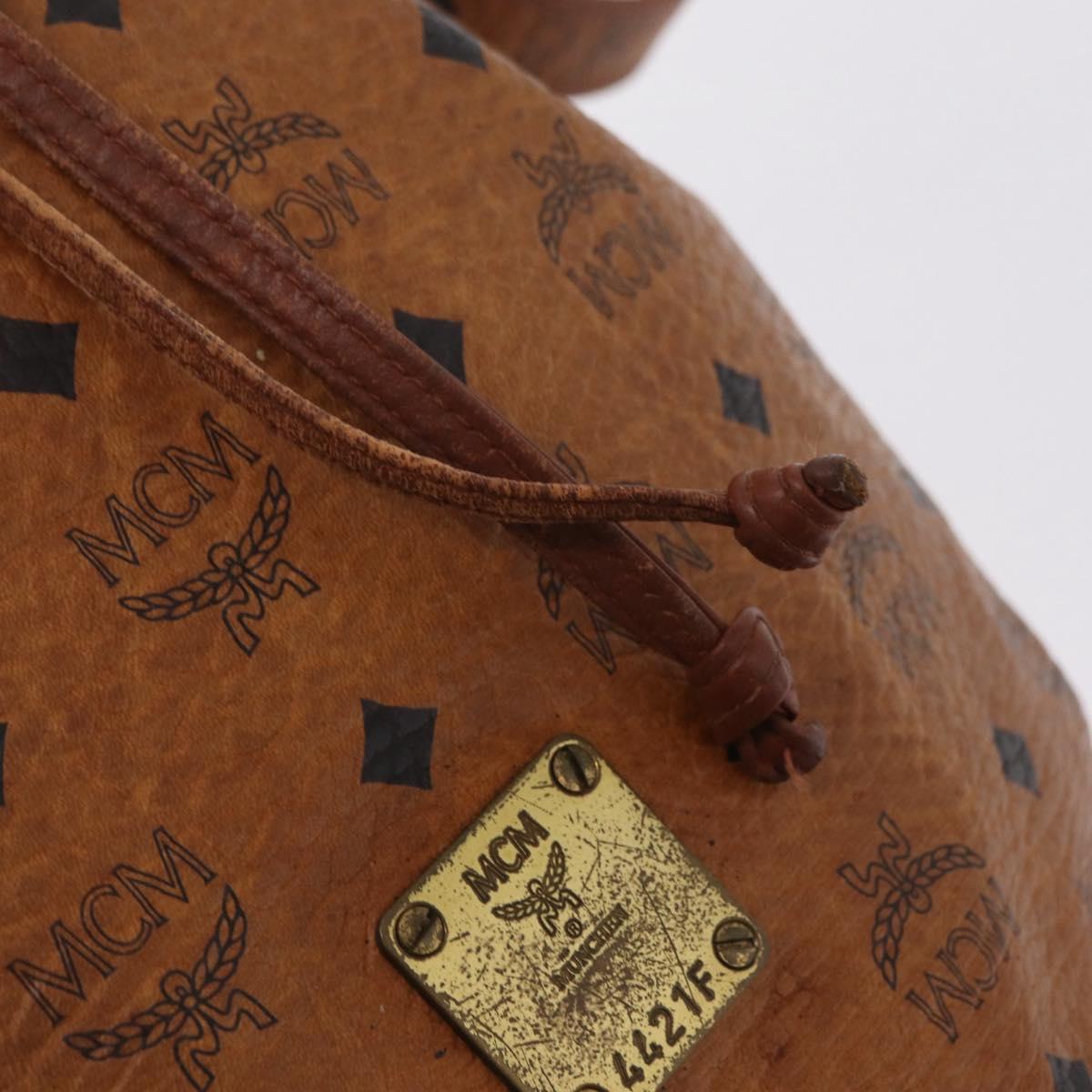 MCM Vicetos Logogram Shoulder Bag PVC Leather Brown Gold Auth BA16458