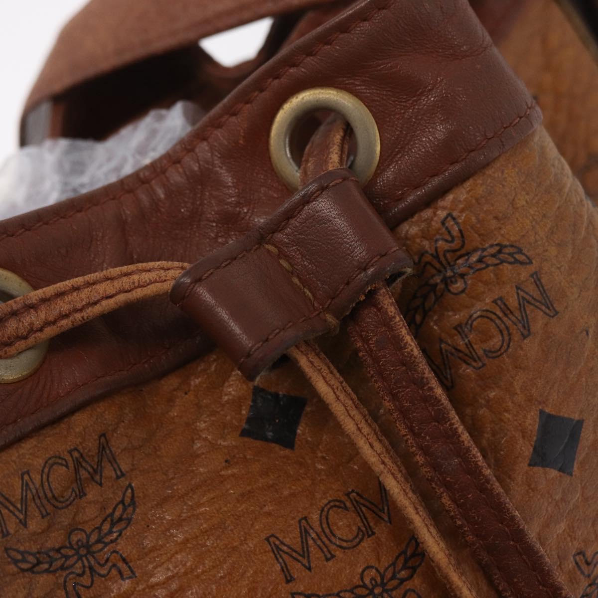 MCM Vicetos Logogram Shoulder Bag PVC Leather Brown Gold Auth BA16458