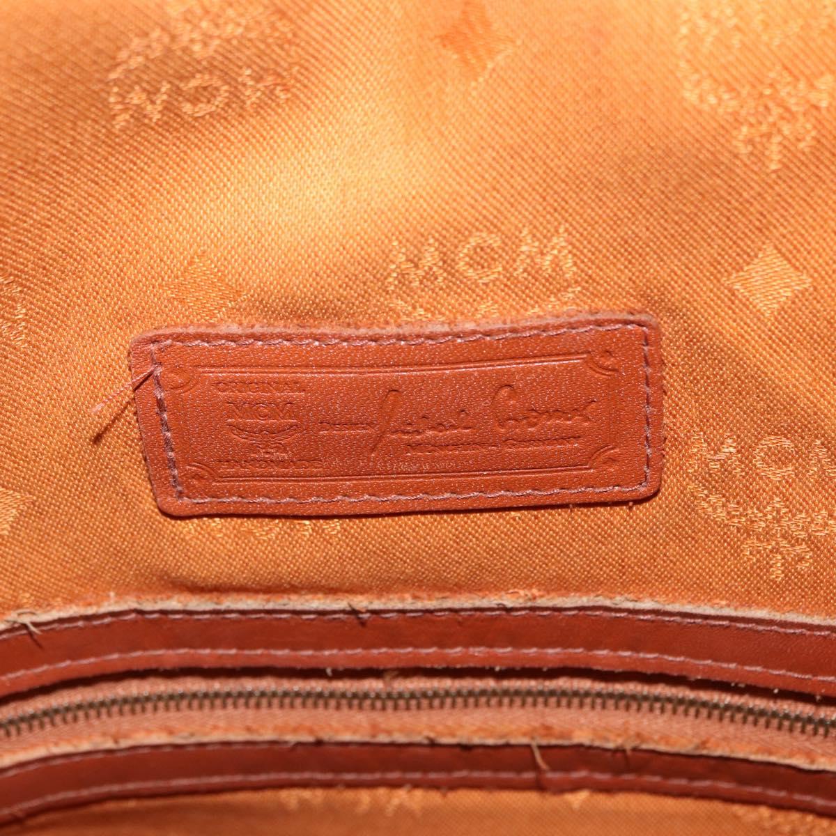 MCM Vicetos Logogram Shoulder Bag PVC Leather Brown Gold Auth BA16458