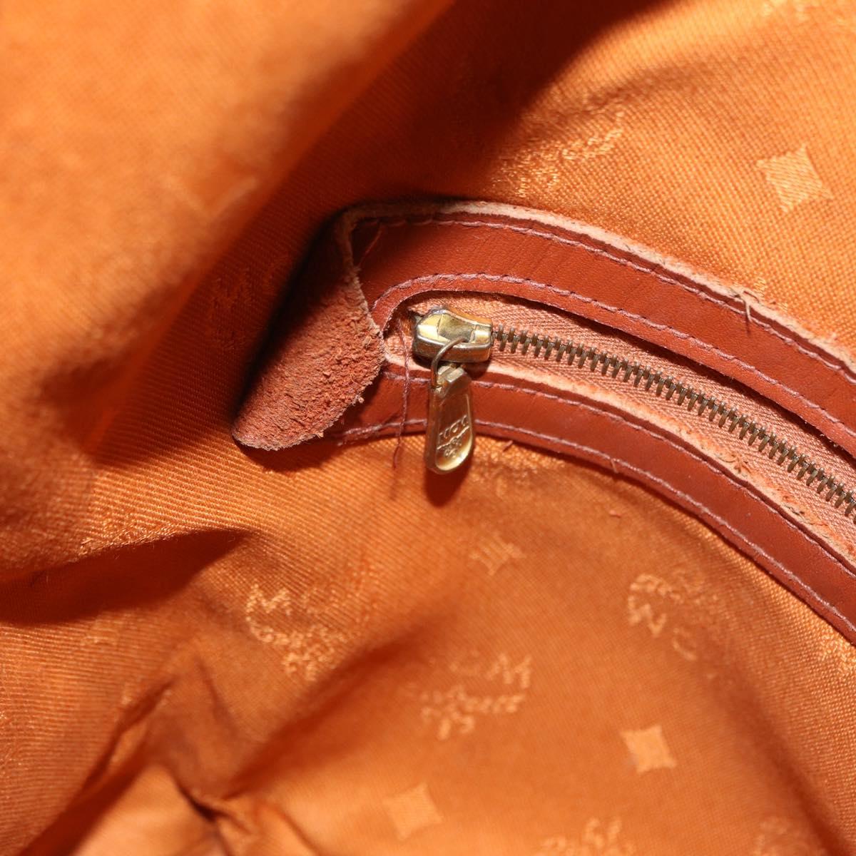 MCM Vicetos Logogram Shoulder Bag PVC Leather Brown Gold Auth BA16458