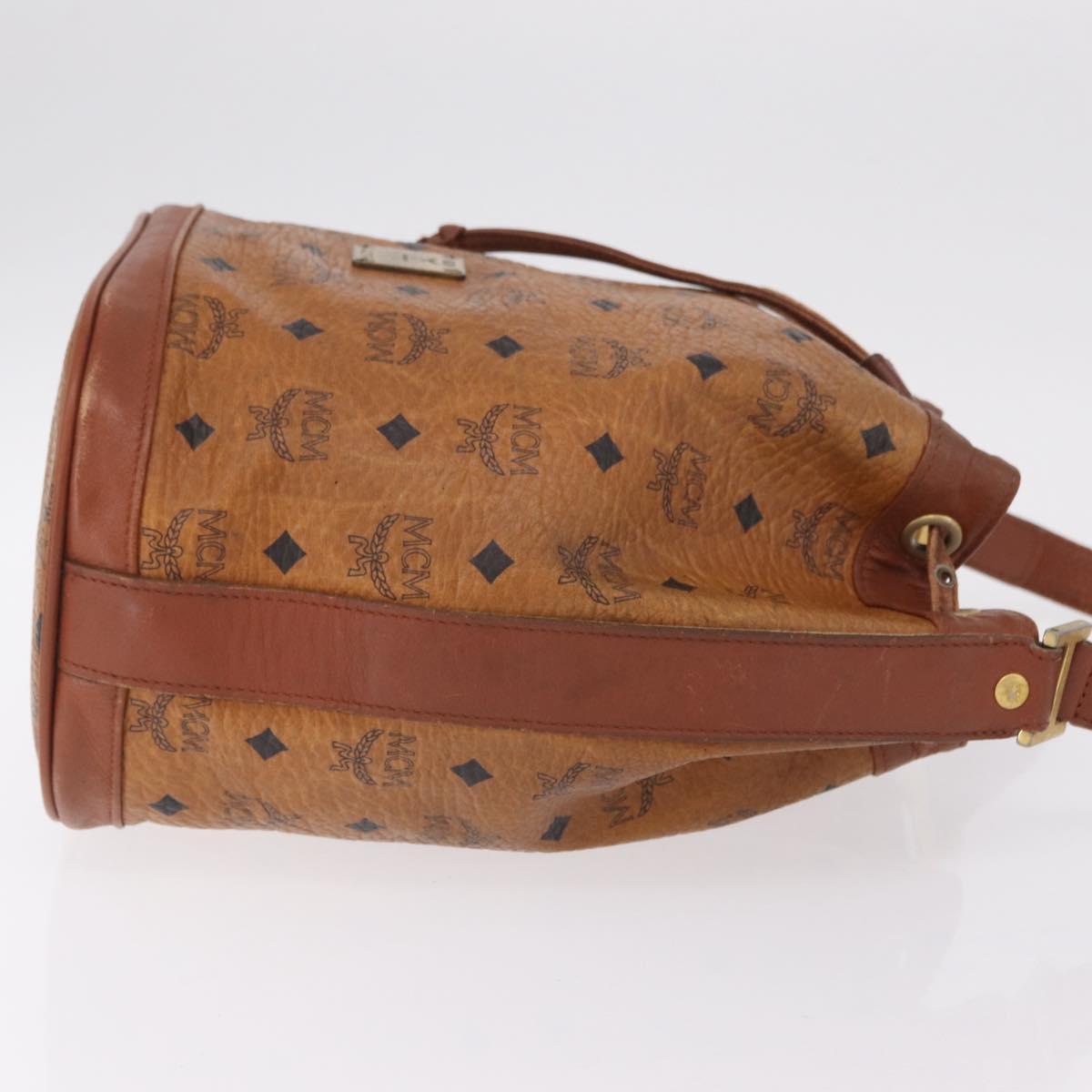 MCM Vicetos Logogram Shoulder Bag PVC Leather Brown Gold Auth BA16458