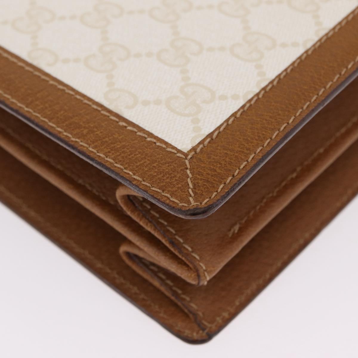 GUCCI GG Supreme Business Bag PVC Leather White Gold Auth BA16459A