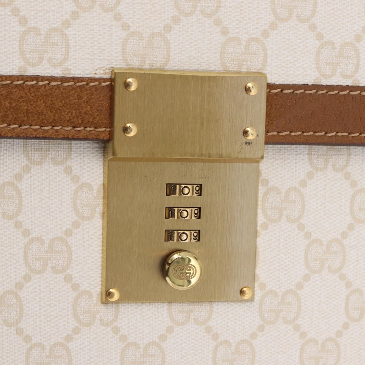 GUCCI GG Supreme Business Bag PVC Leather White Gold Auth BA16459A