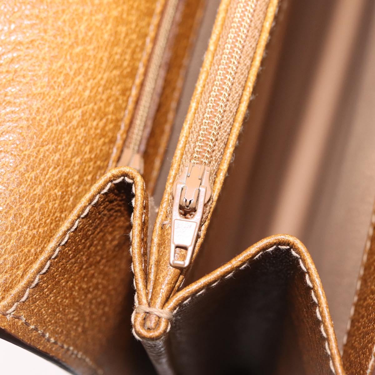 GUCCI GG Supreme Business Bag PVC Leather White Gold Auth BA16459A