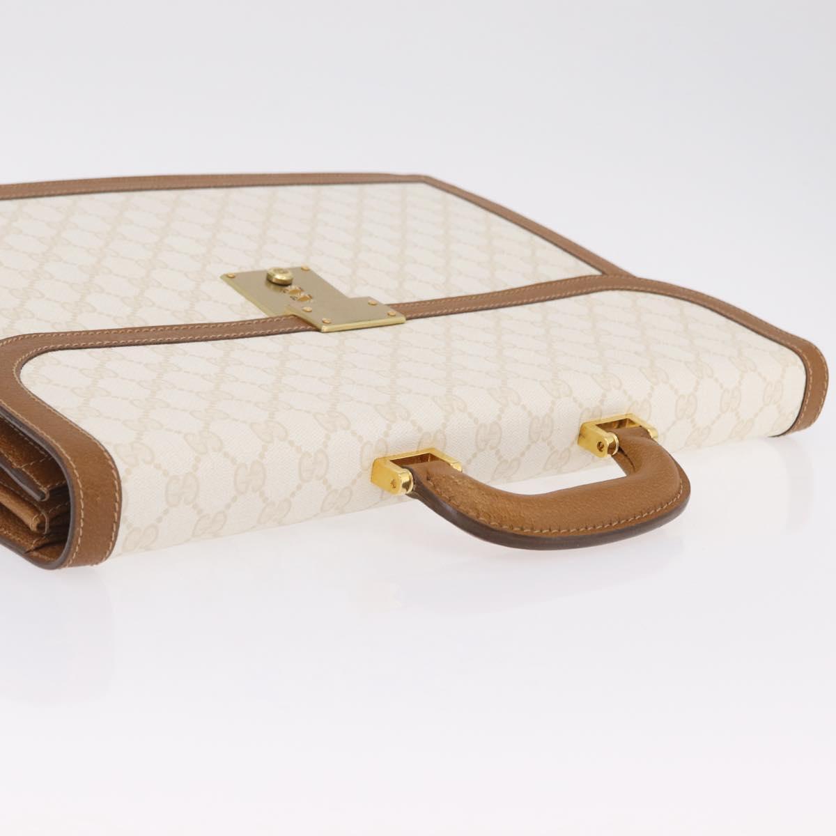 GUCCI GG Supreme Business Bag PVC Leather White Gold Auth BA16459A