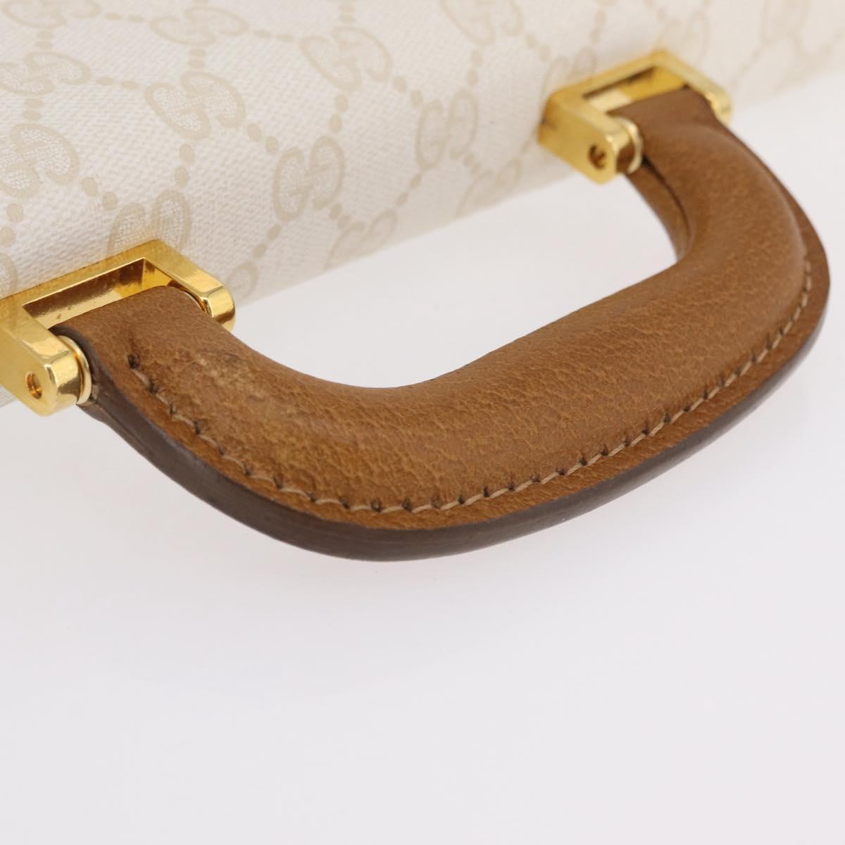 GUCCI GG Supreme Business Bag PVC Leather White Gold Auth BA16459A