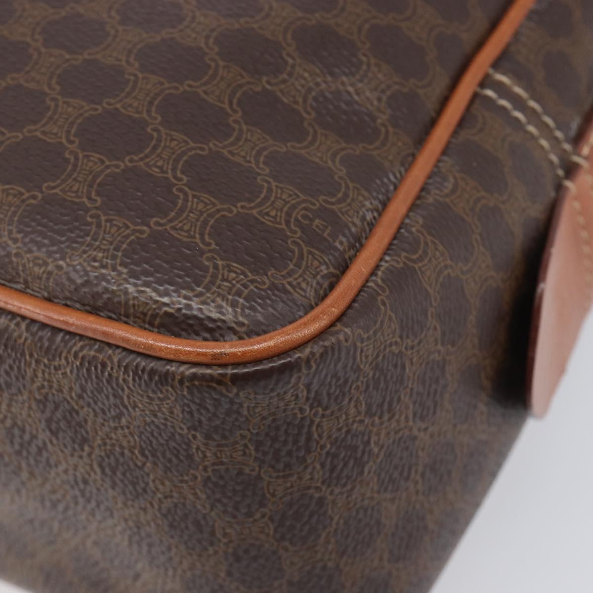 CELINE Macadam Canvas Hand Bag PVC Leather Brown Gold Auth BA16462