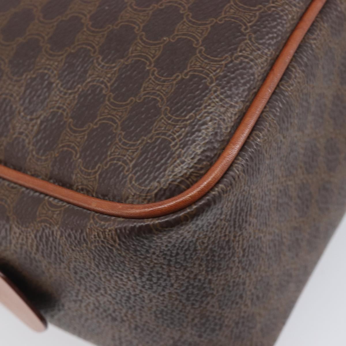 CELINE Macadam Canvas Hand Bag PVC Leather Brown Gold Auth BA16462