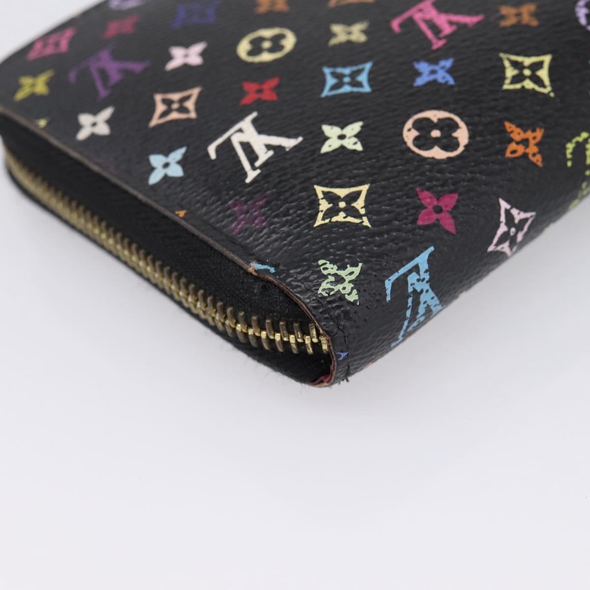 LOUIS VUITTON Monogram Multicolor Zippy Wallet Black M60243 LV Auth BA16464