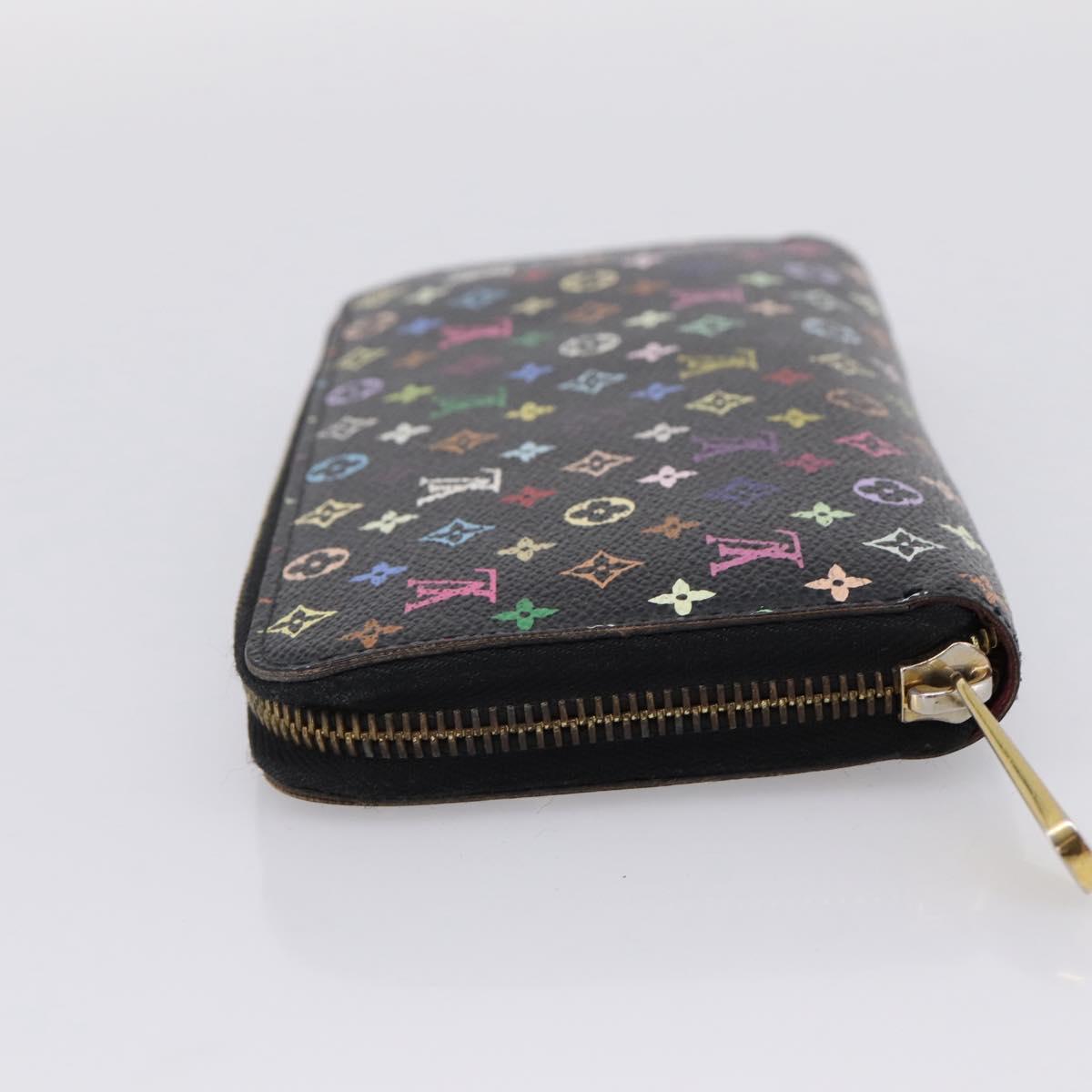 LOUIS VUITTON Monogram Multicolor Zippy Wallet Black M60243 LV Auth BA16464