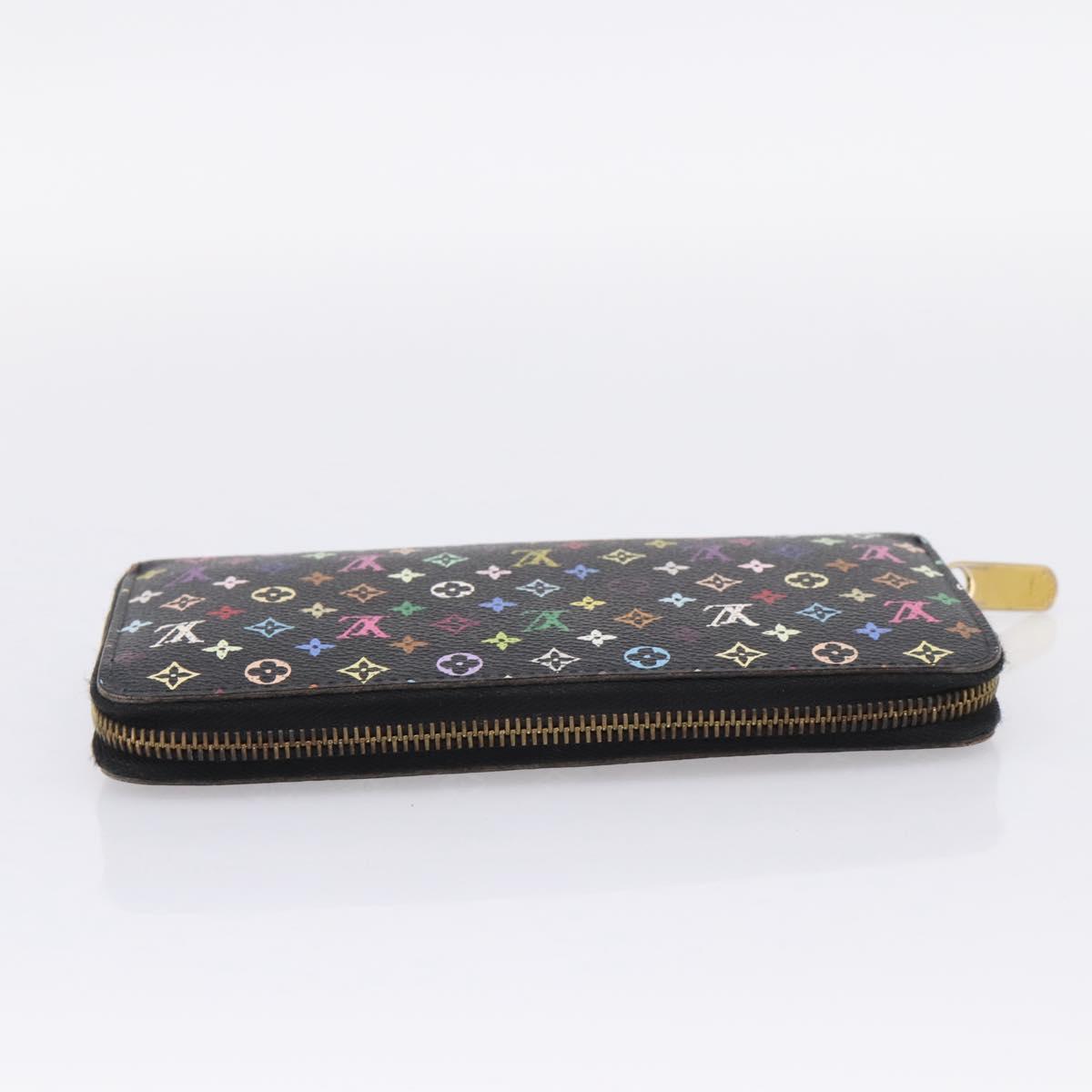 LOUIS VUITTON Monogram Multicolor Zippy Wallet Black M60243 LV Auth BA16464