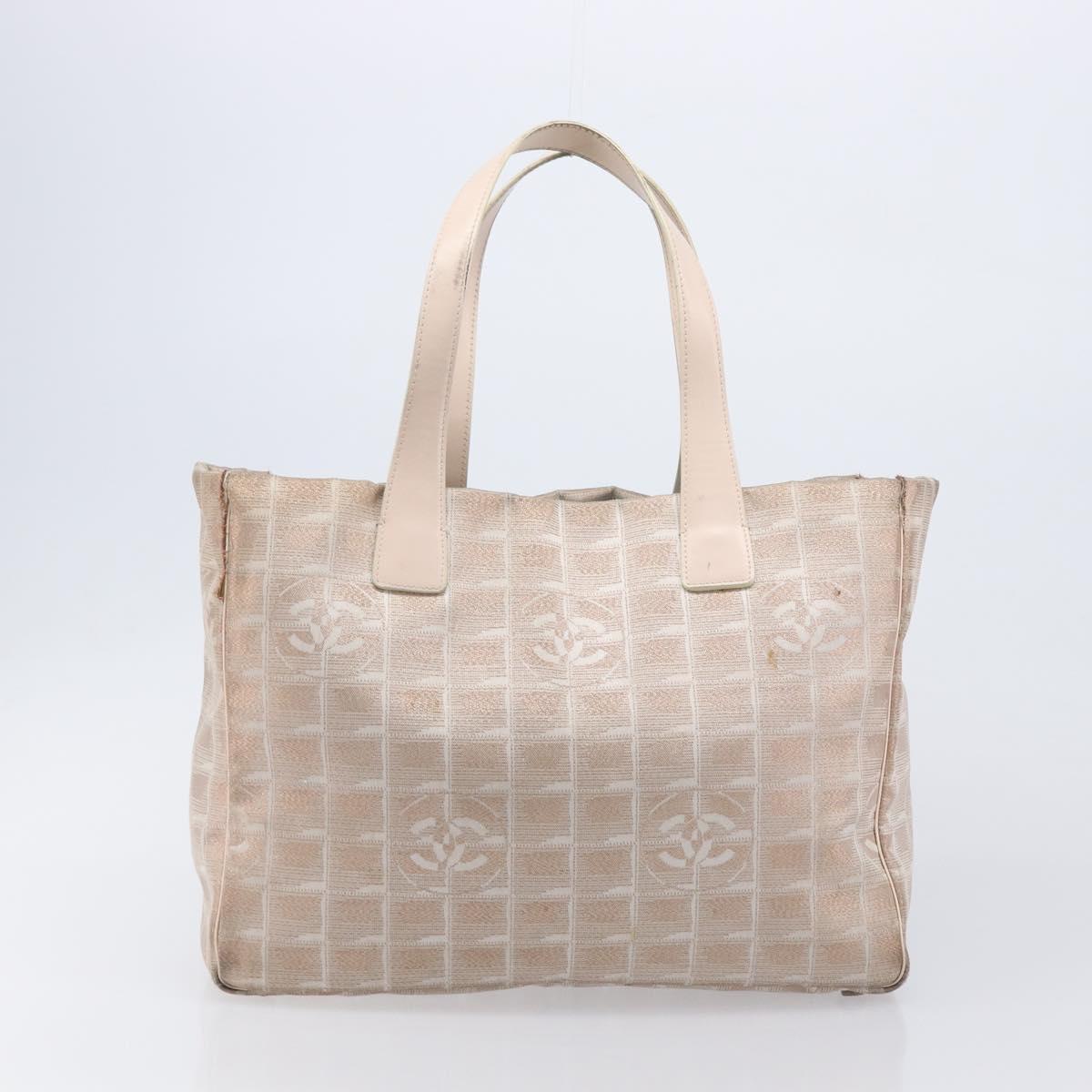 CHANEL Hermes New Travel Line Tote Bag Canvas 2 Set Pink Black CC Auth BA16465