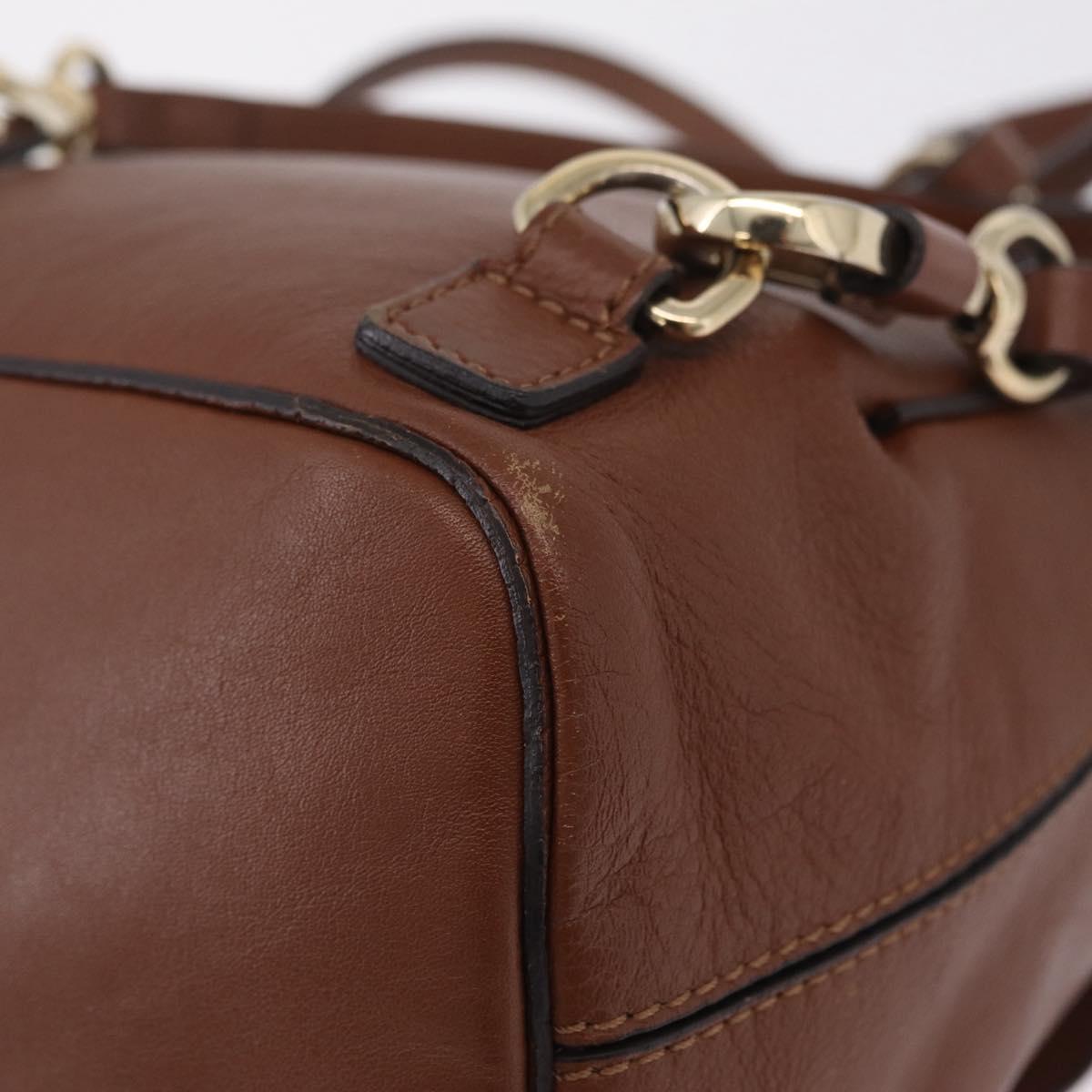 Chloe Faye Mini Backpack Leather Brown Gold Auth BA16466