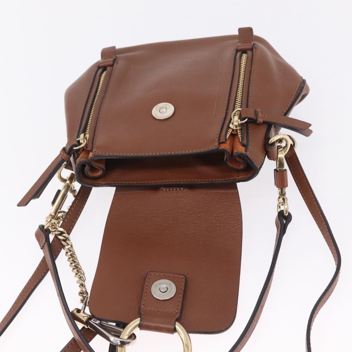 Chloe Faye Mini Backpack Leather Brown Gold Auth BA16466
