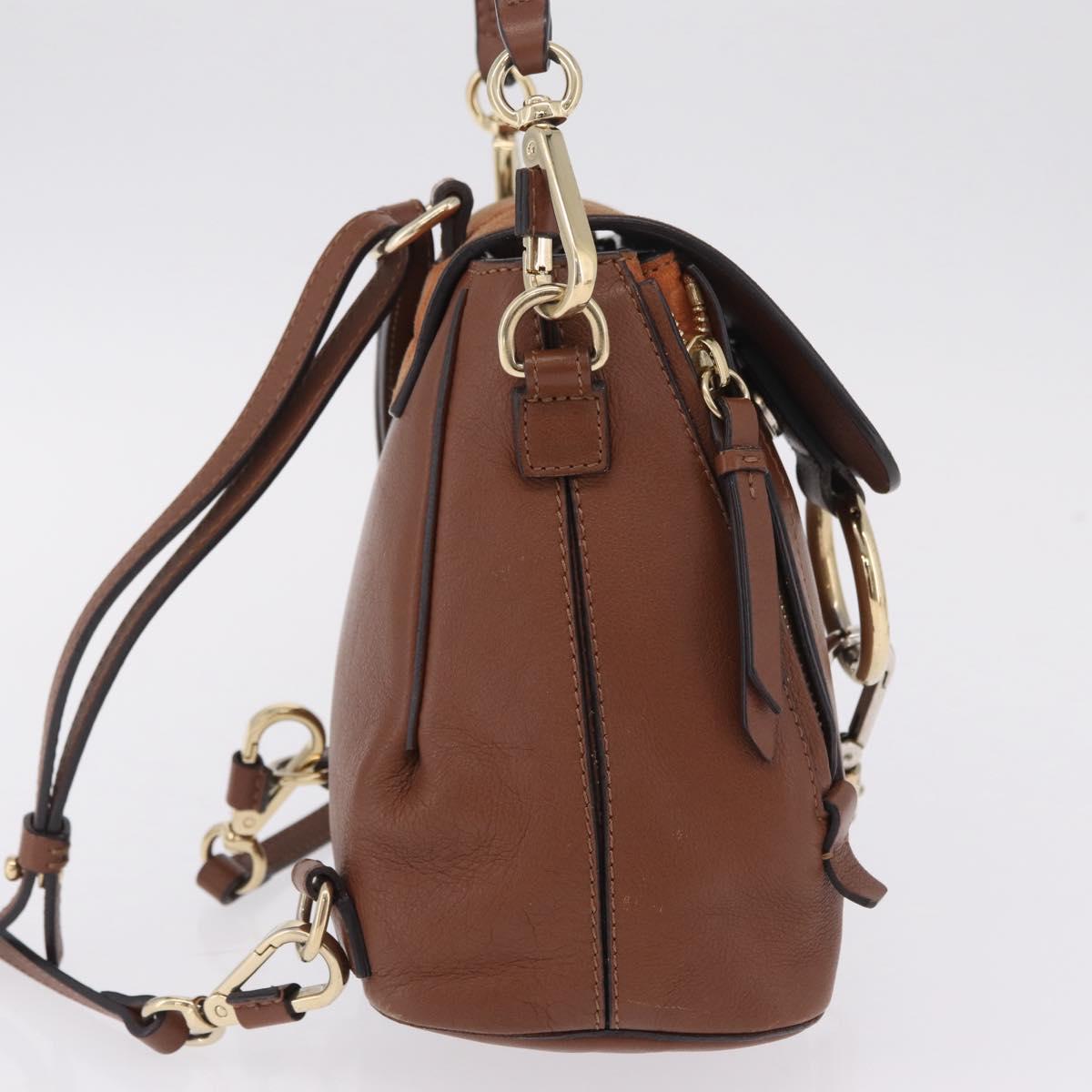 Chloe Faye Mini Backpack Leather Brown Gold Auth BA16466