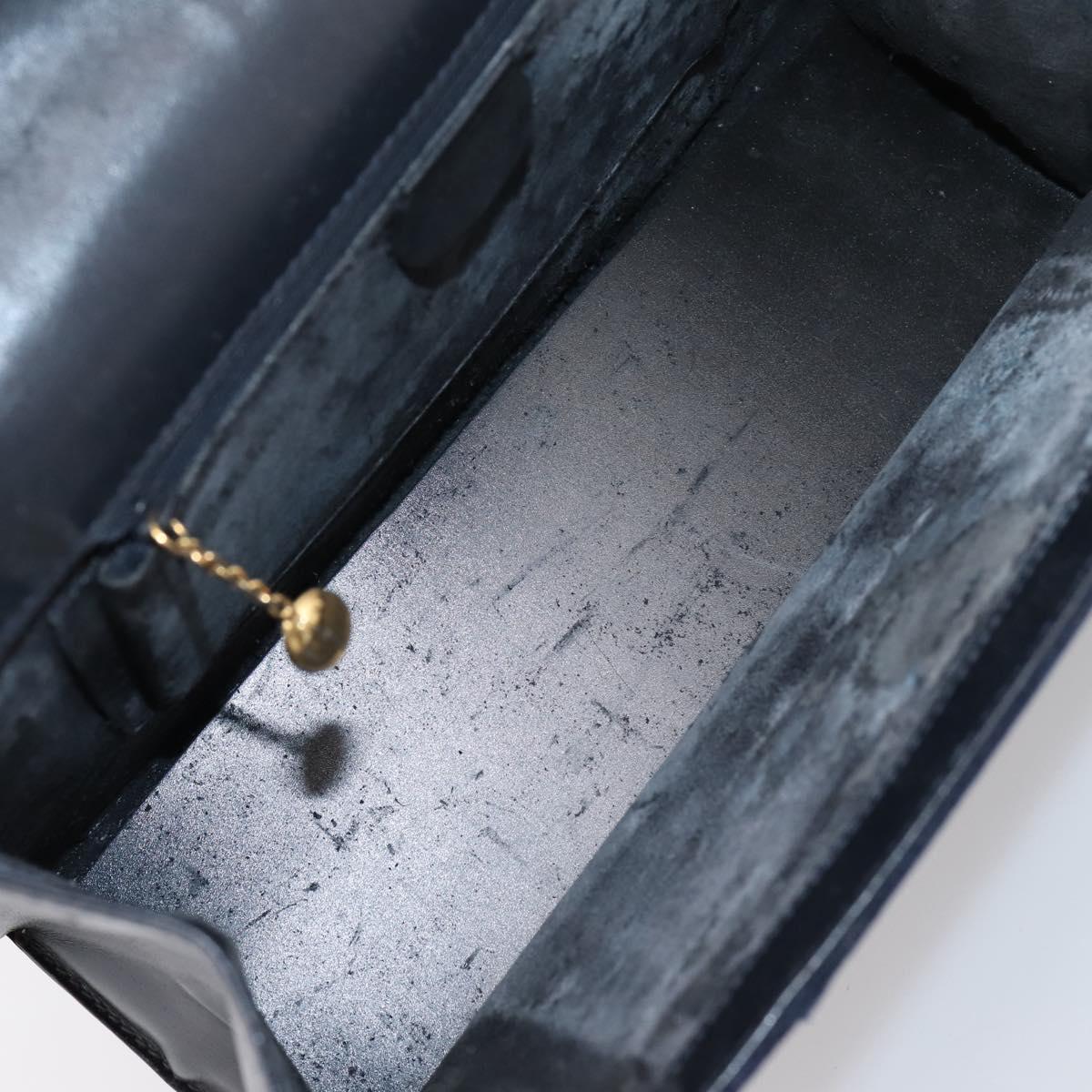 GUCCI Tote Bag Suede Navy Gold Auth BA16467