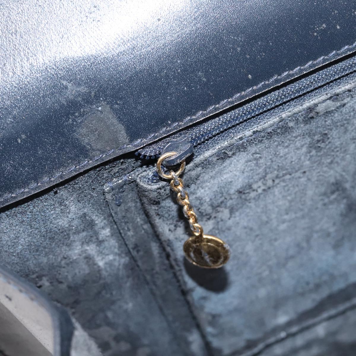 GUCCI Tote Bag Suede Navy Gold Auth BA16467