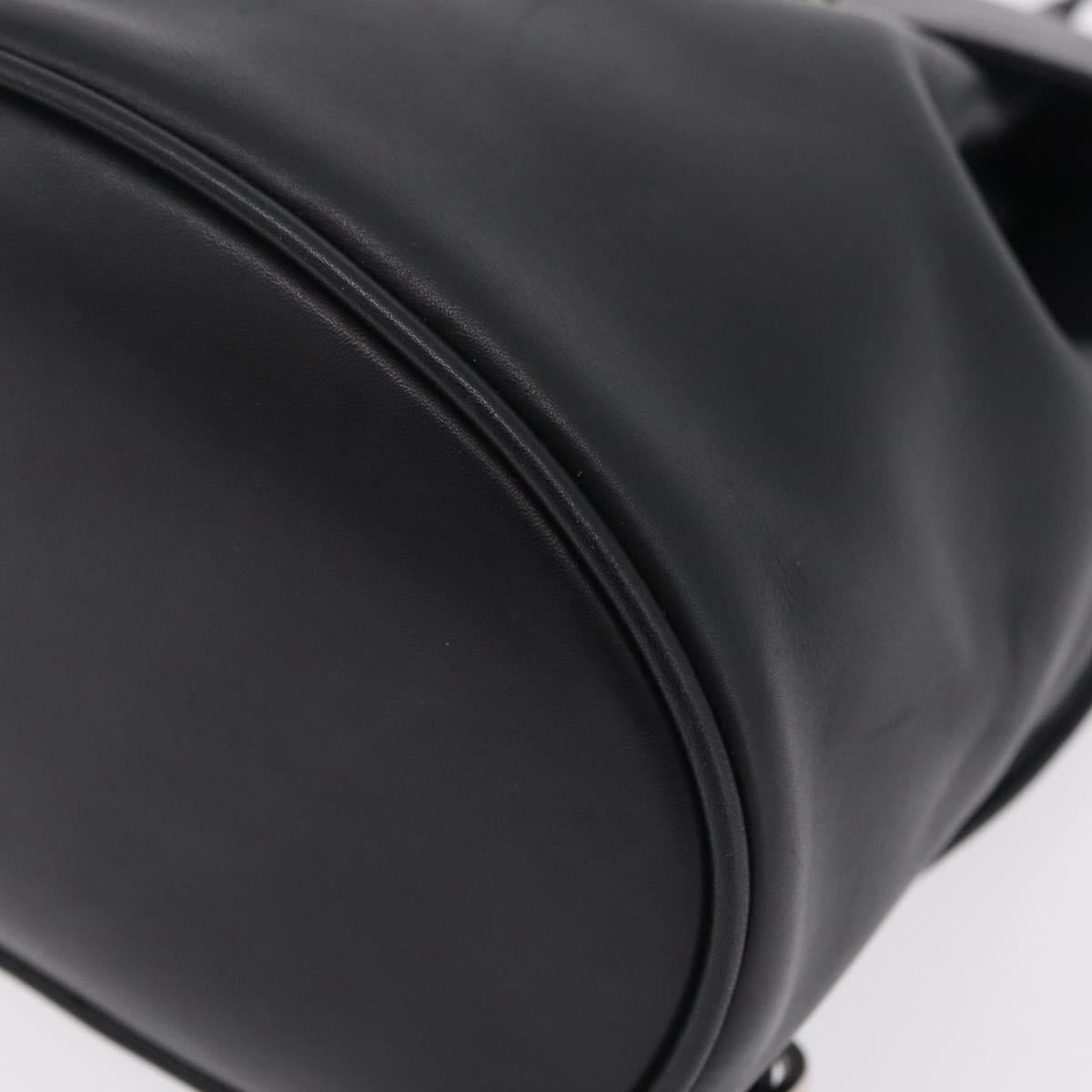 Salvatore Ferragamo Gancini Backpack Leather Black Silver Auth BA16468