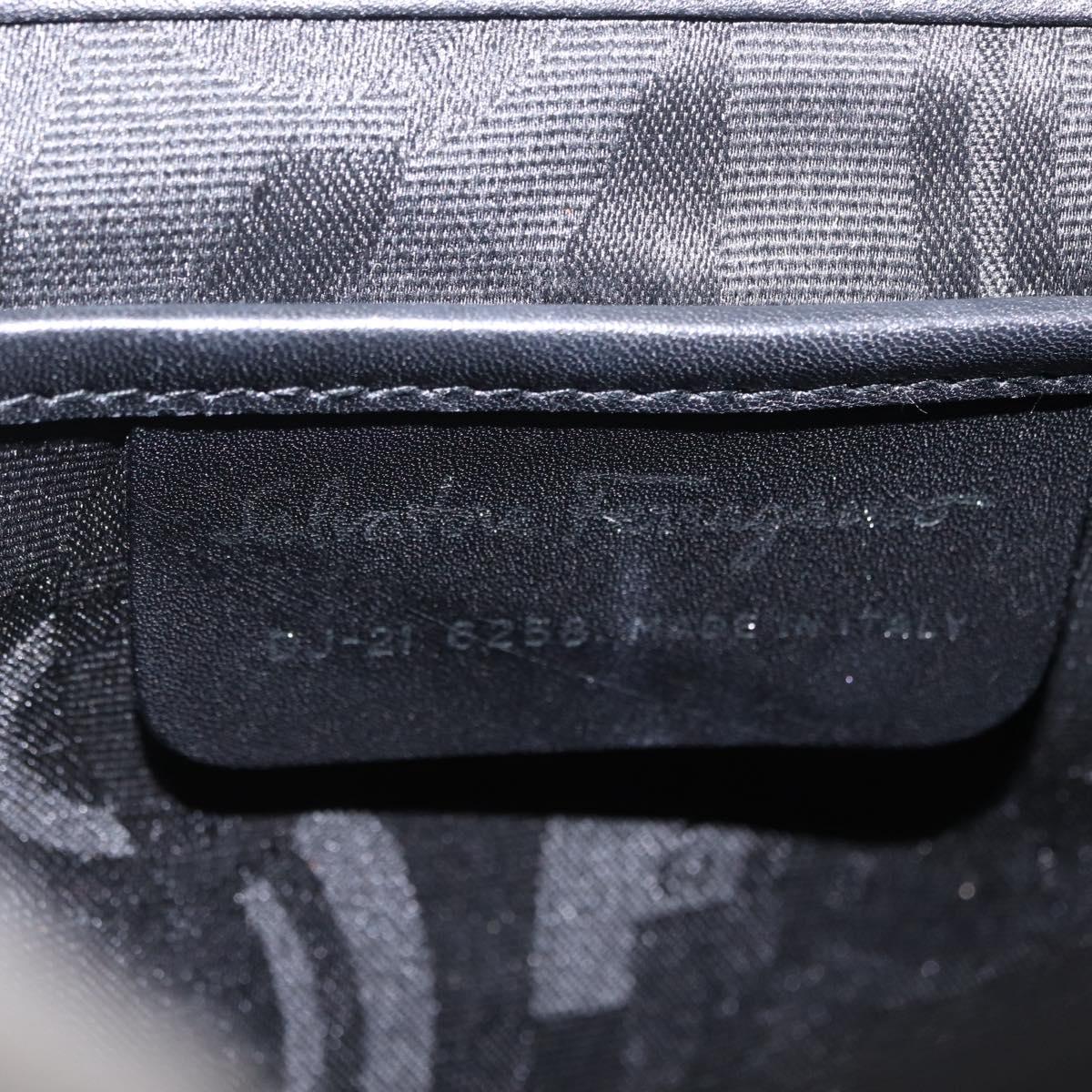 Salvatore Ferragamo Gancini Backpack Leather Black Silver Auth BA16468