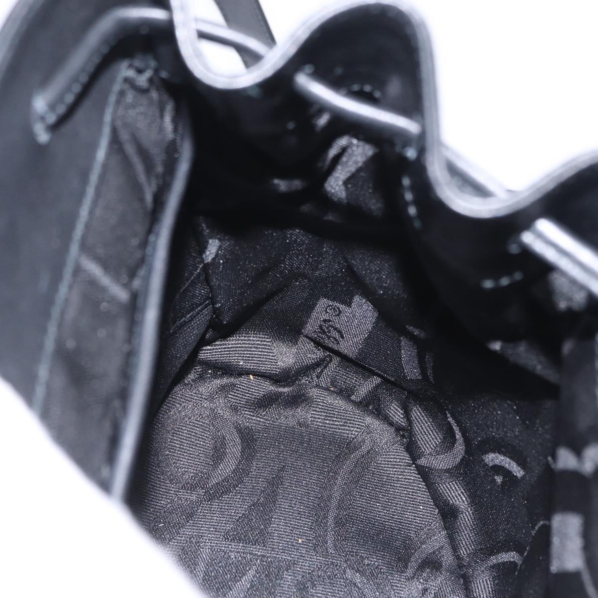 Salvatore Ferragamo Gancini Backpack Leather Black Silver Auth BA16468