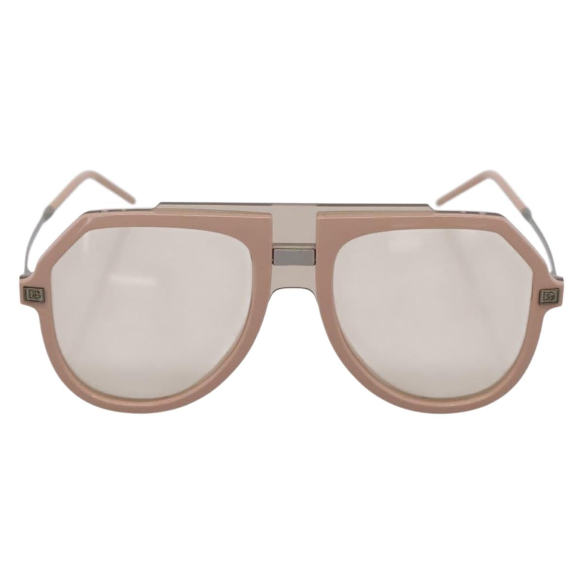 Dolce & Gabbana Sunglasses Metal Beige Silver Auth BA16471