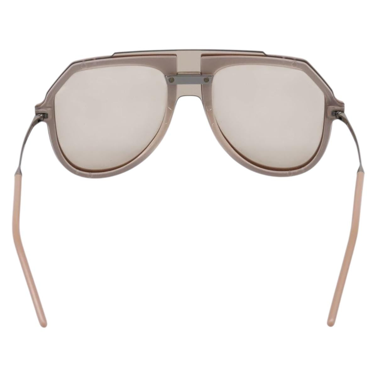 Dolce & Gabbana Sunglasses Metal Beige Silver Auth BA16471