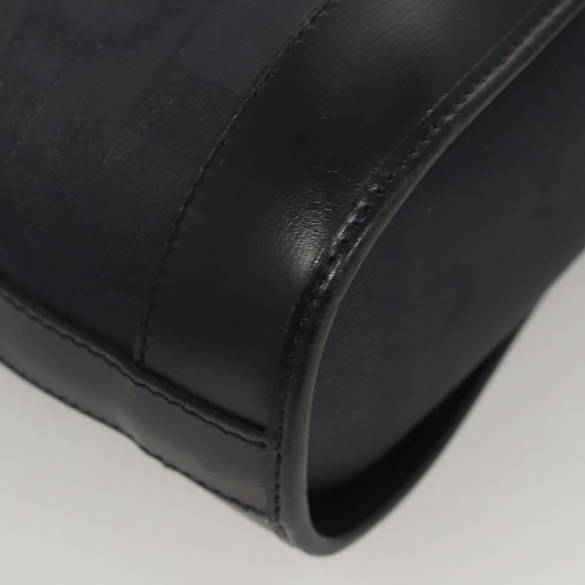 Christian Dior Trotter Canvas Shoulder Bag PVC Navy Gold Auth BA1648