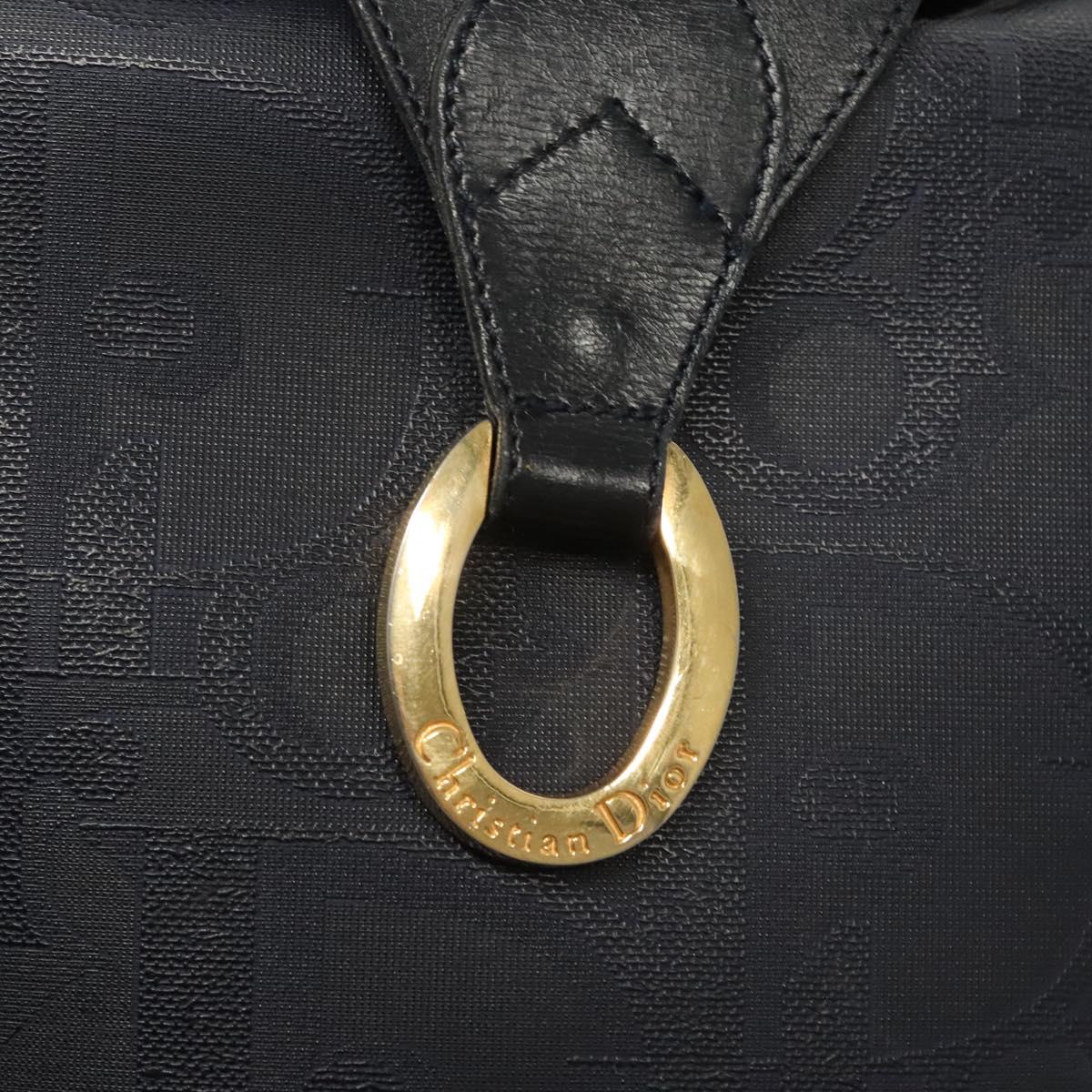 Christian Dior Trotter Canvas Shoulder Bag PVC Navy Gold Auth BA1648