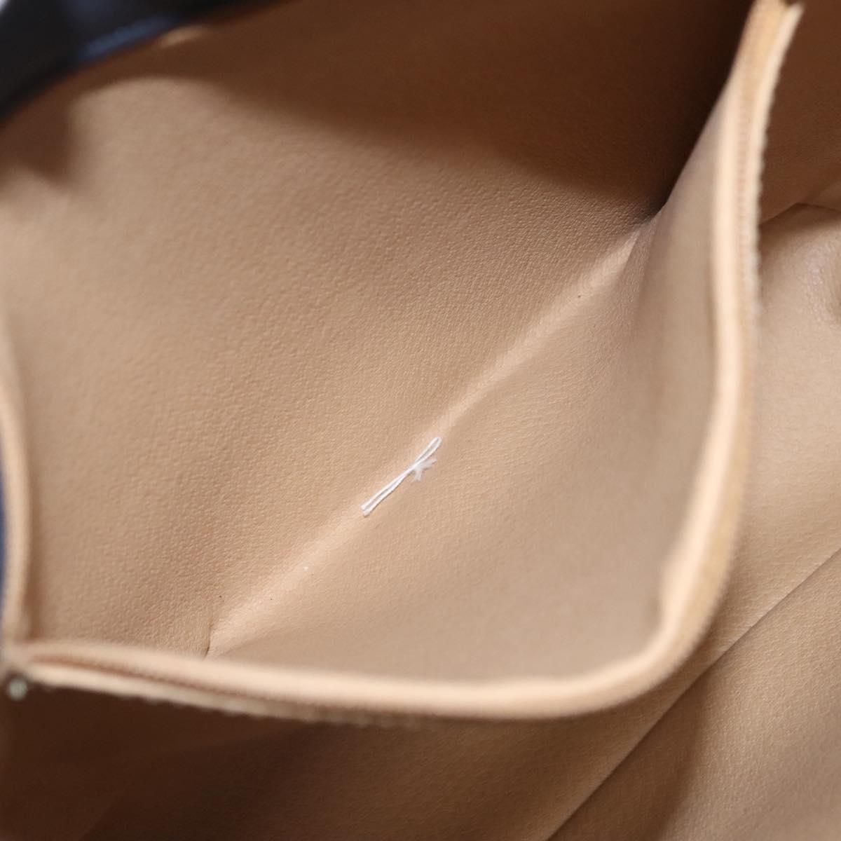 Christian Dior Trotter Canvas Shoulder Bag PVC Navy Gold Auth BA1648