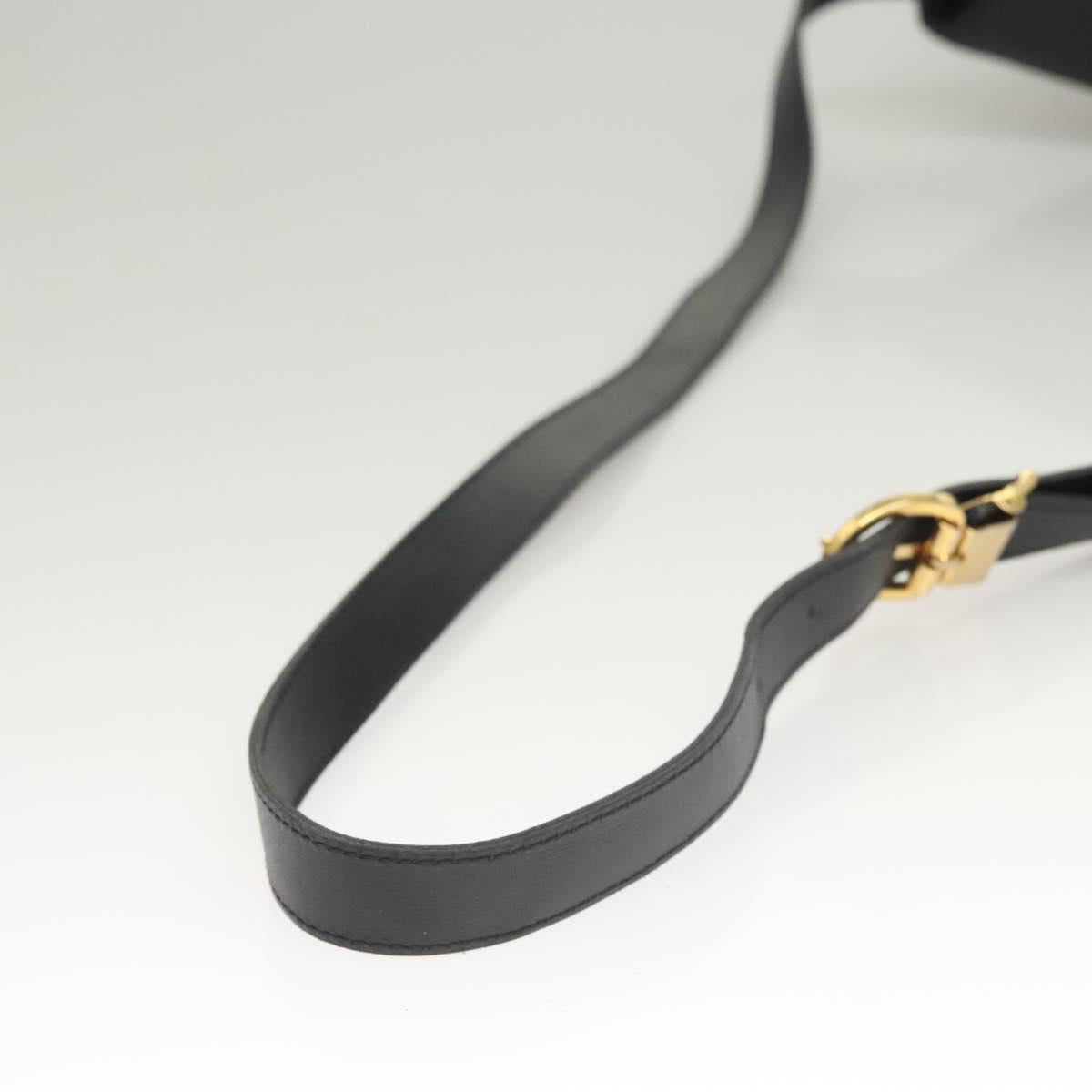 Christian Dior Trotter Canvas Shoulder Bag PVC Navy Gold Auth BA1648