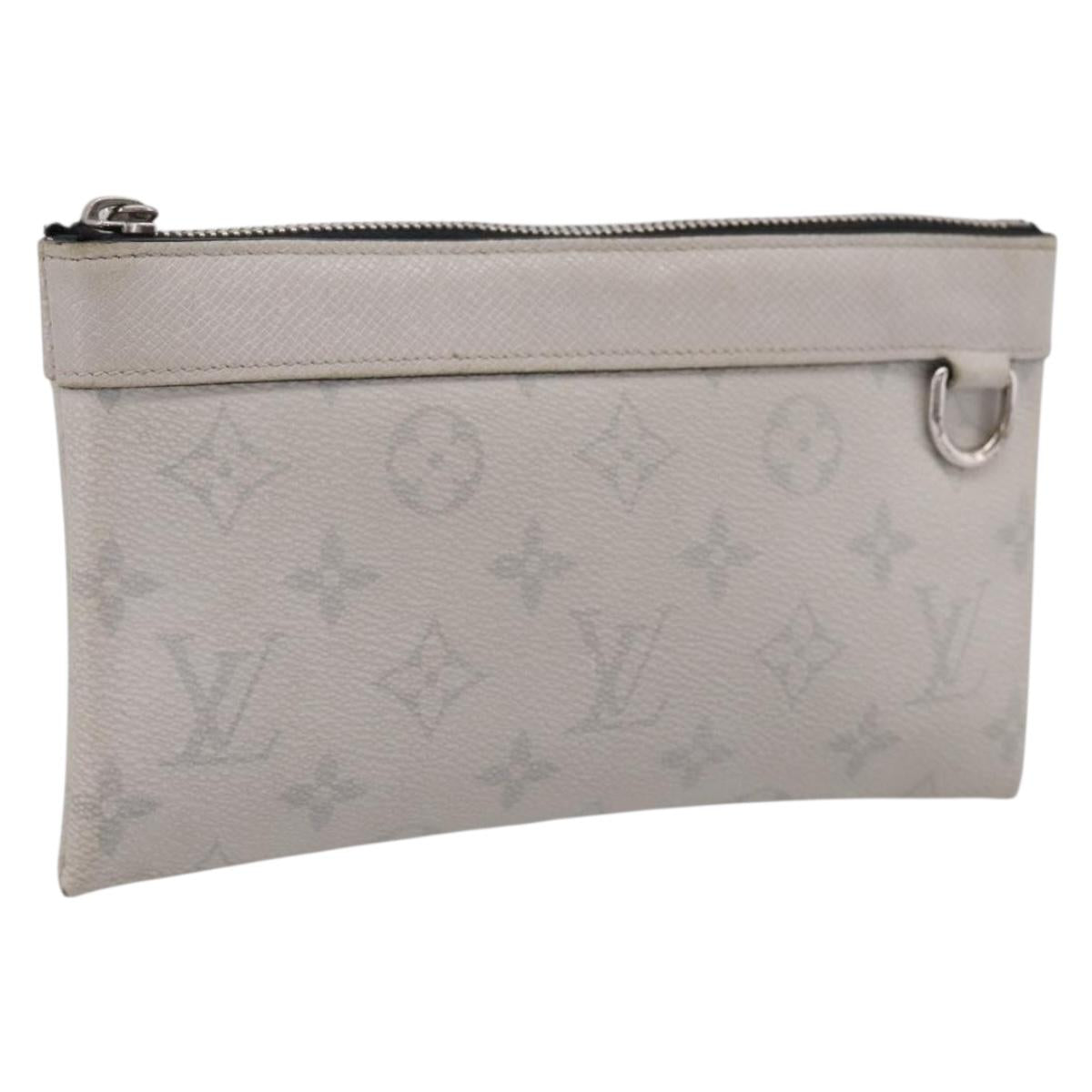 LOUIS VUITTON Monogram Taigarama Pochette Discovery PM White M30279 Auth BA16482