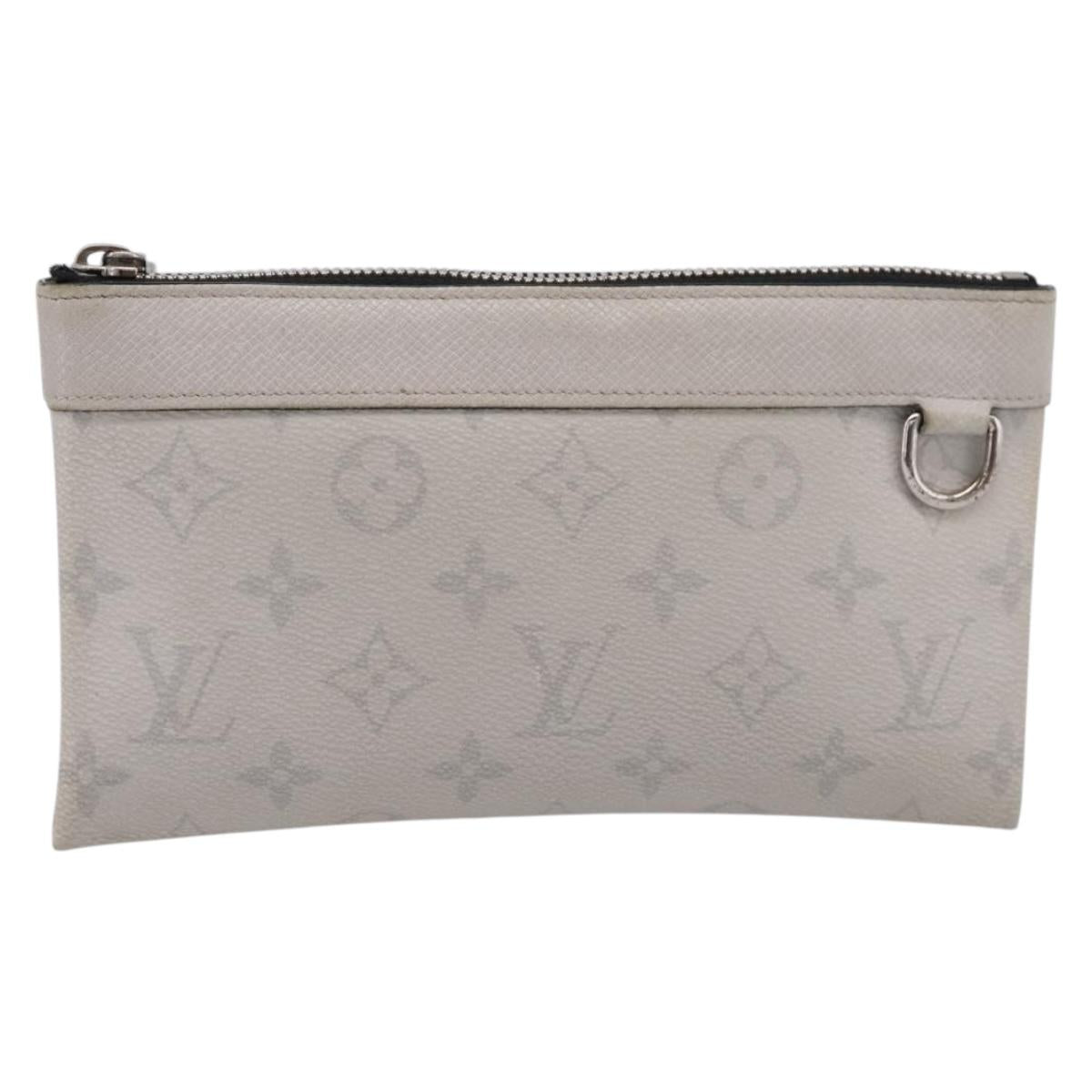 LOUIS VUITTON Monogram Taigarama Pochette Discovery PM White M30279 Auth BA16482