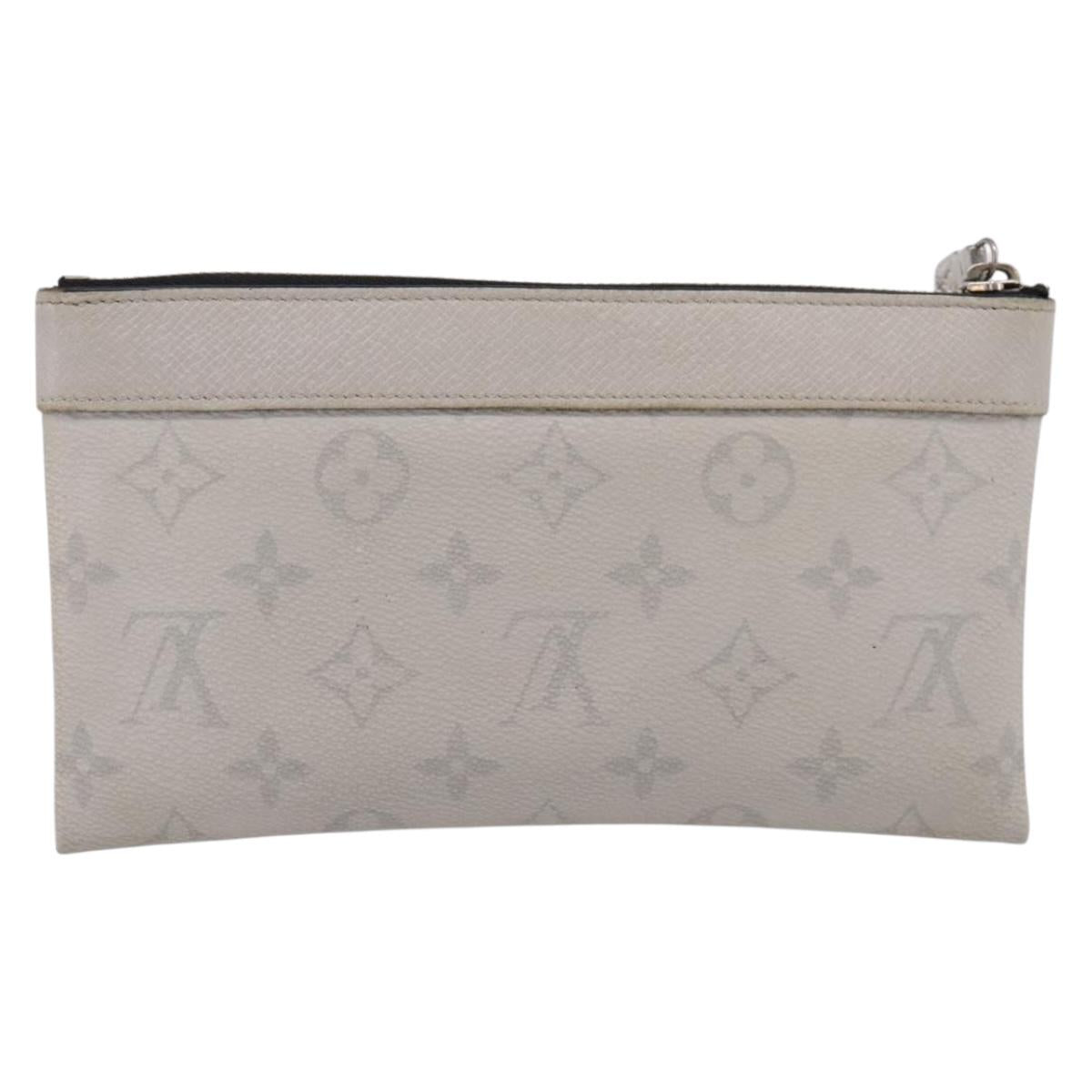 LOUIS VUITTON Monogram Taigarama Pochette Discovery PM White M30279 Auth BA16482