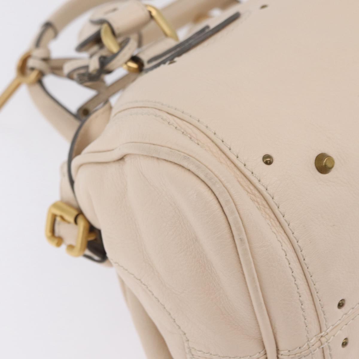 Chloe Paddington Hand Bag Leather Ivory Gold Tone Auth BA16483V