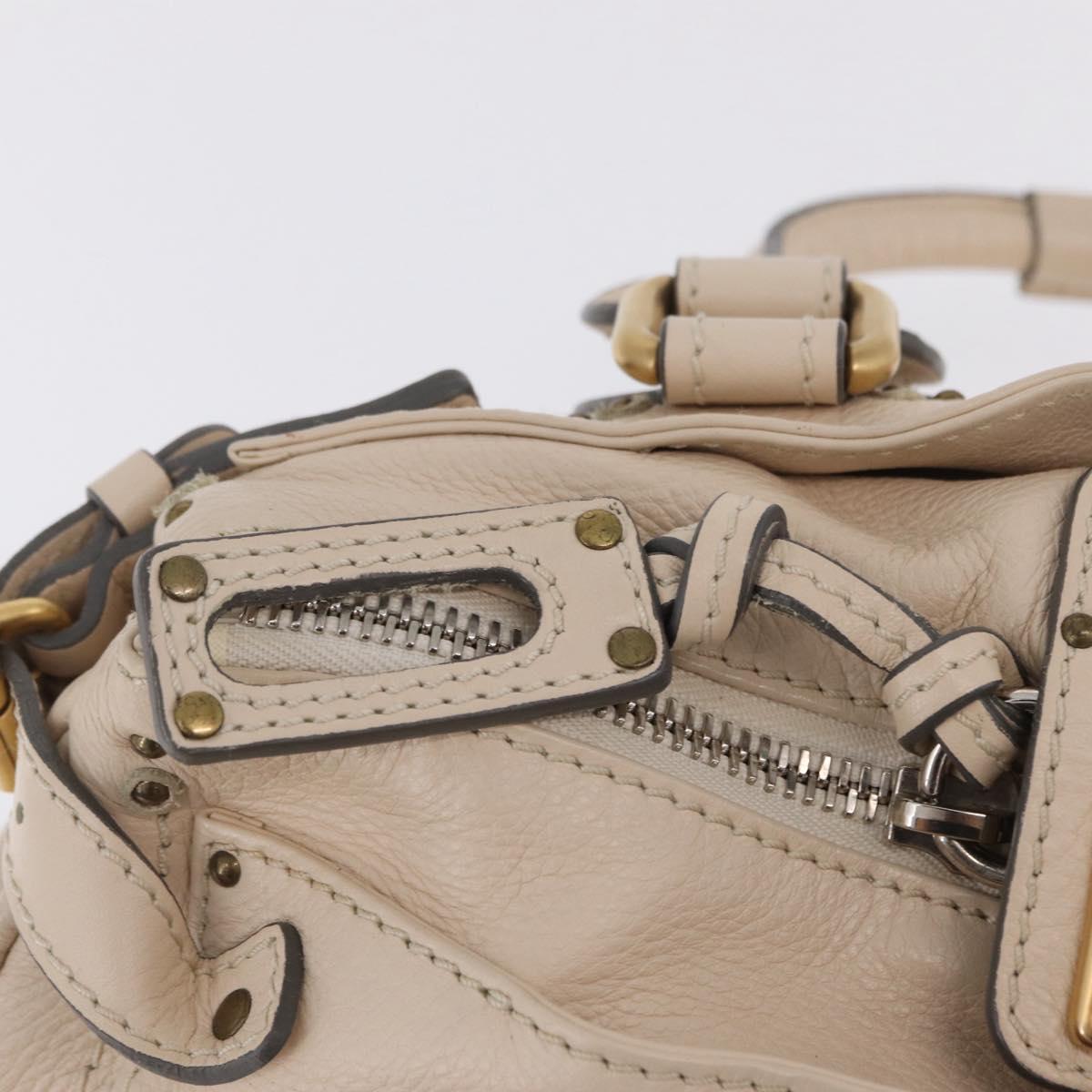 Chloe Paddington Hand Bag Leather Ivory Gold Tone Auth BA16483V