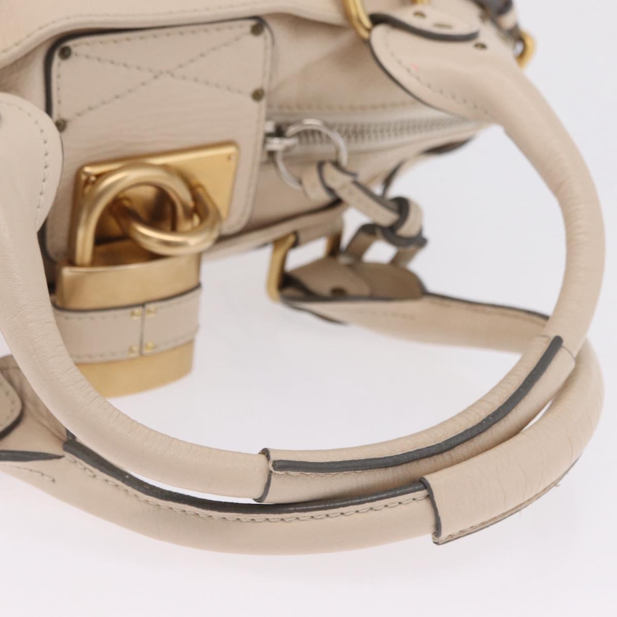 Chloe Paddington Hand Bag Leather Ivory Gold Tone Auth BA16483V