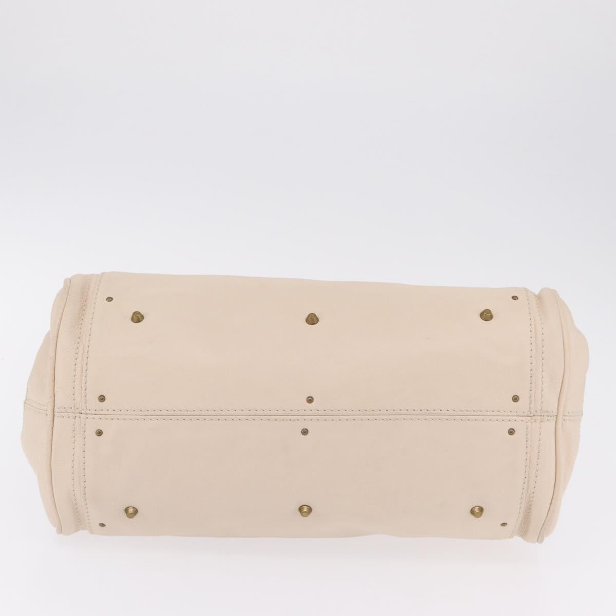 Chloe Paddington Hand Bag Leather Ivory Gold Tone Auth BA16483V