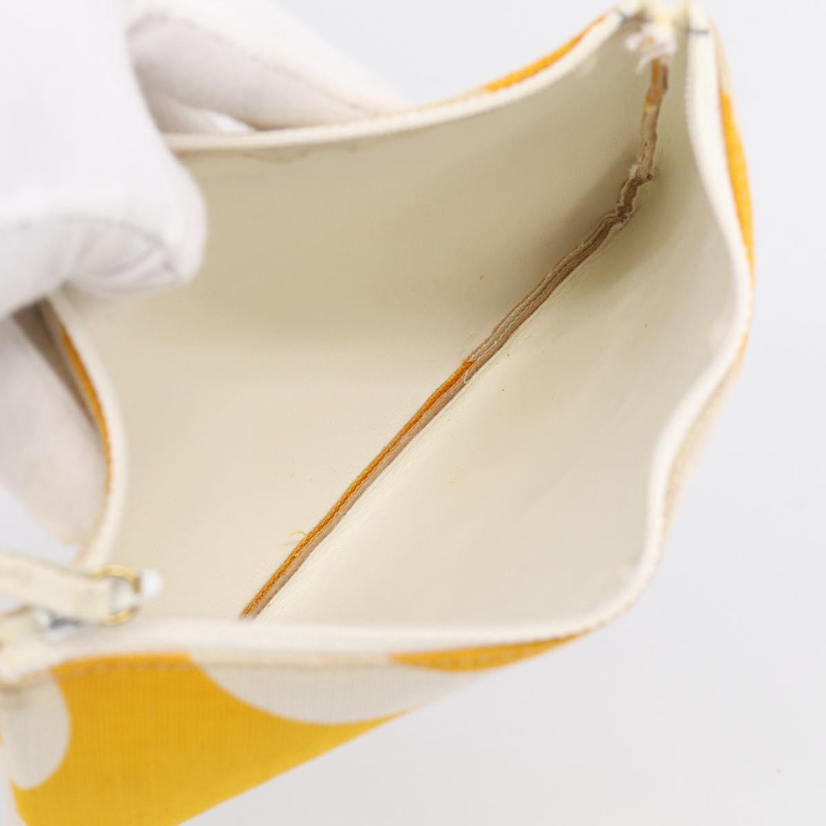 CHANEL Drawstring Chain Shoulder Bag Canvas Yellow Gold Tone CC Auth BA16485