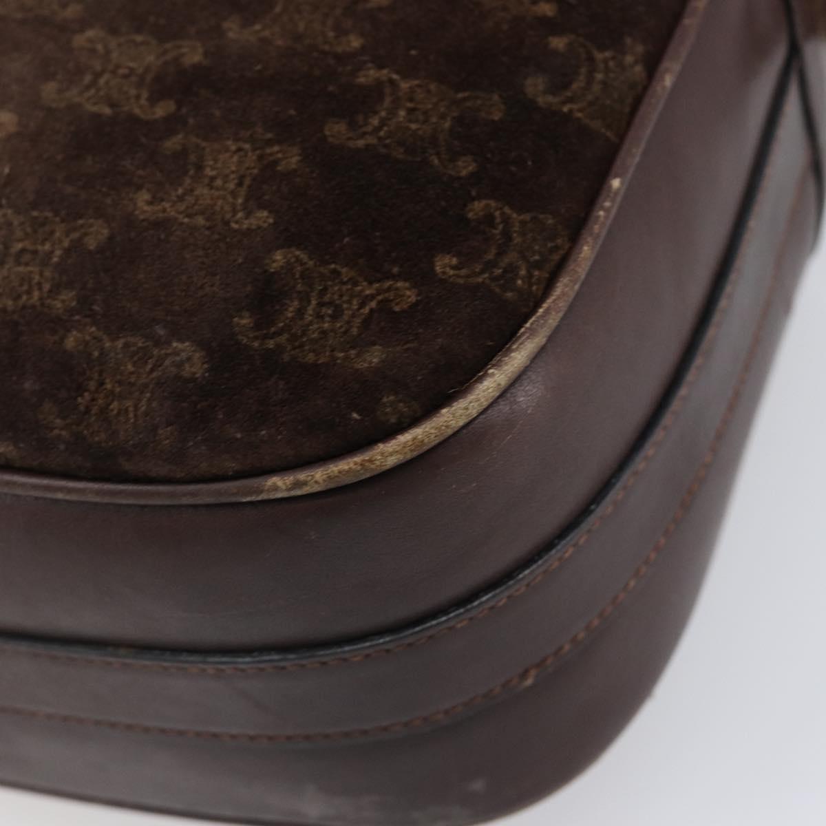 CELINE Macadam Shoulder Bag Suede Brown Gold Tone Auth BA16486