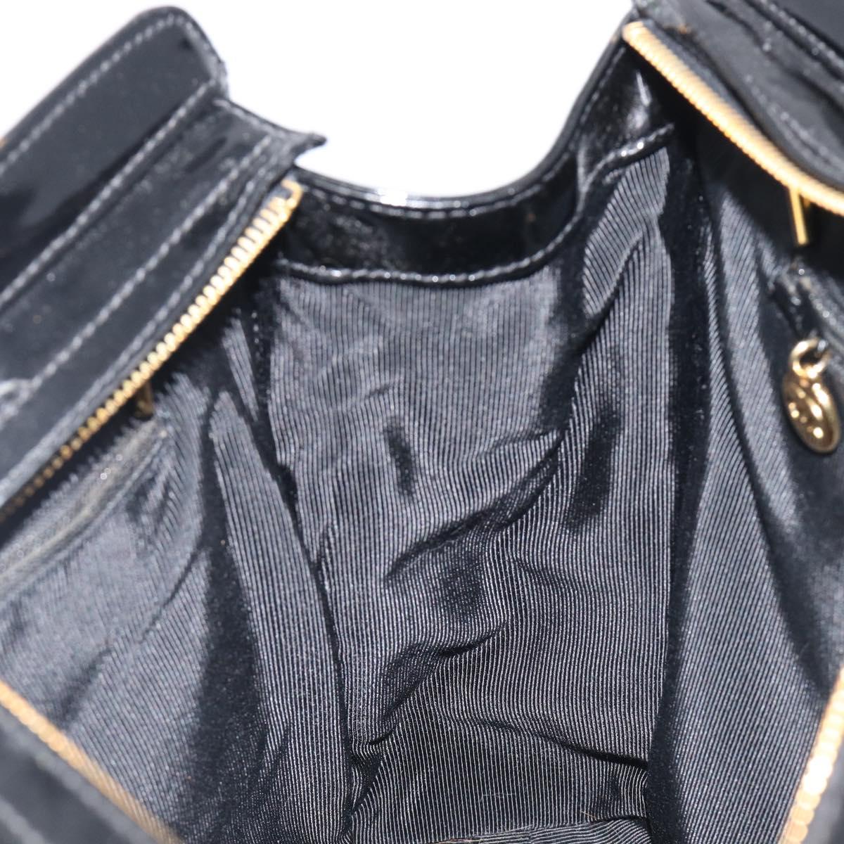 CHANEL COCO Mark Chain Shoulder Bag Patent Black Gold Tone CC Auth BA16492