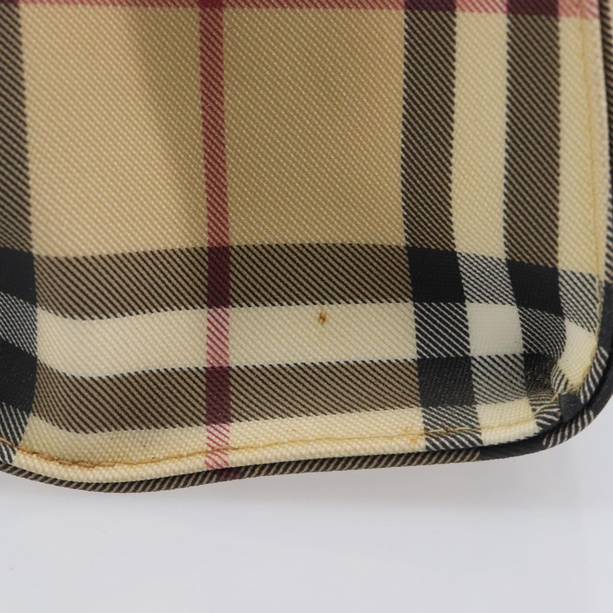 BURBERRY Nova Check Hand Bag PVC Leather Beige Black Auth BA16493