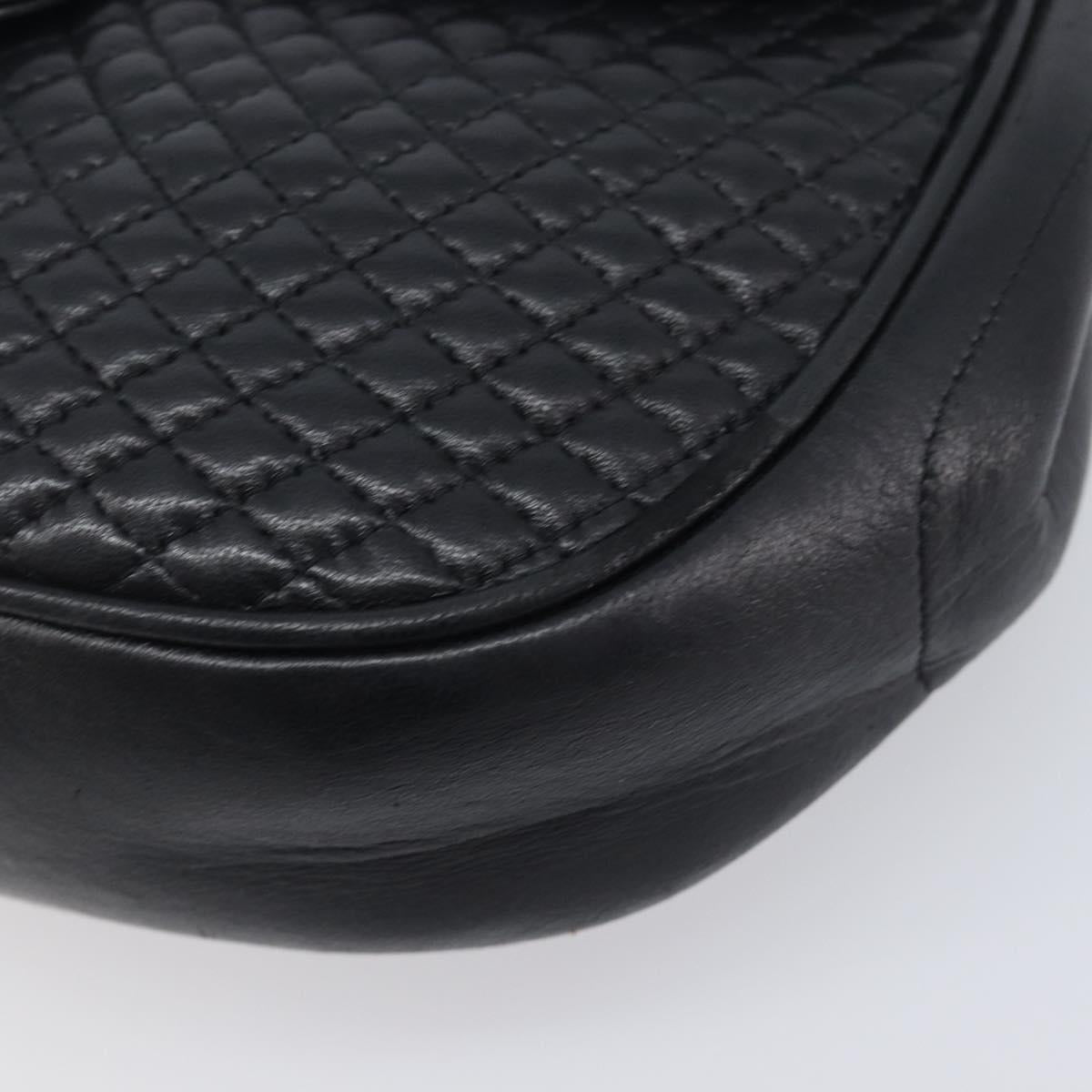 Bally Chain Shoulder Bag Leather Black Gold Tone Auth BA16494