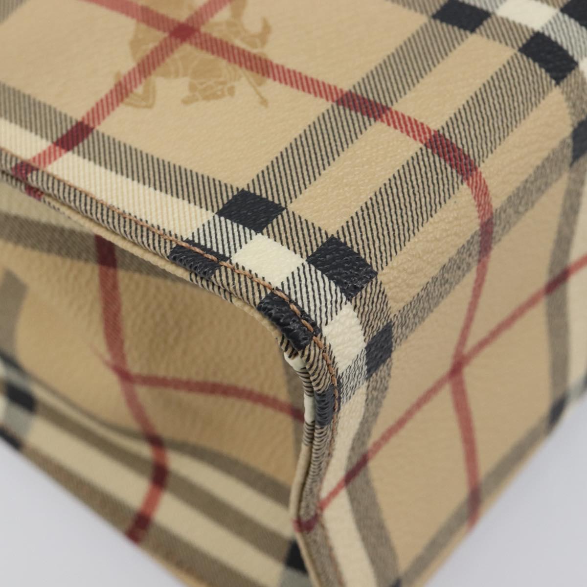 BURBERRY Nova Check Hand Bag PVC Leather Beige Auth BA16500V